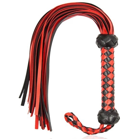 Flogger Paddle Whip‎ Red Black Braided Leather Toy - Picture 2 of 5